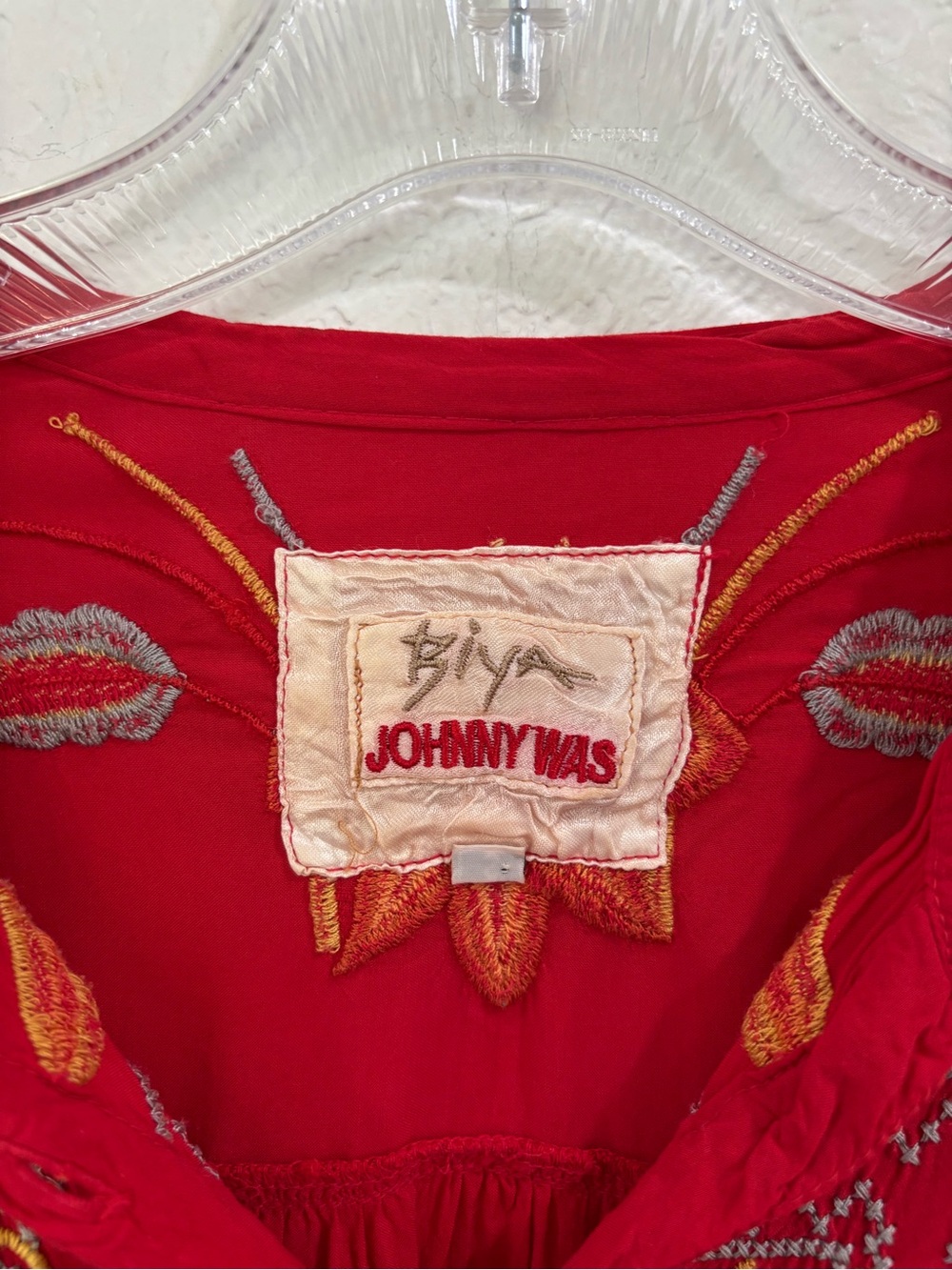 Johnny Was Red Embroidered Tunic Dress - Picture 5 of 13